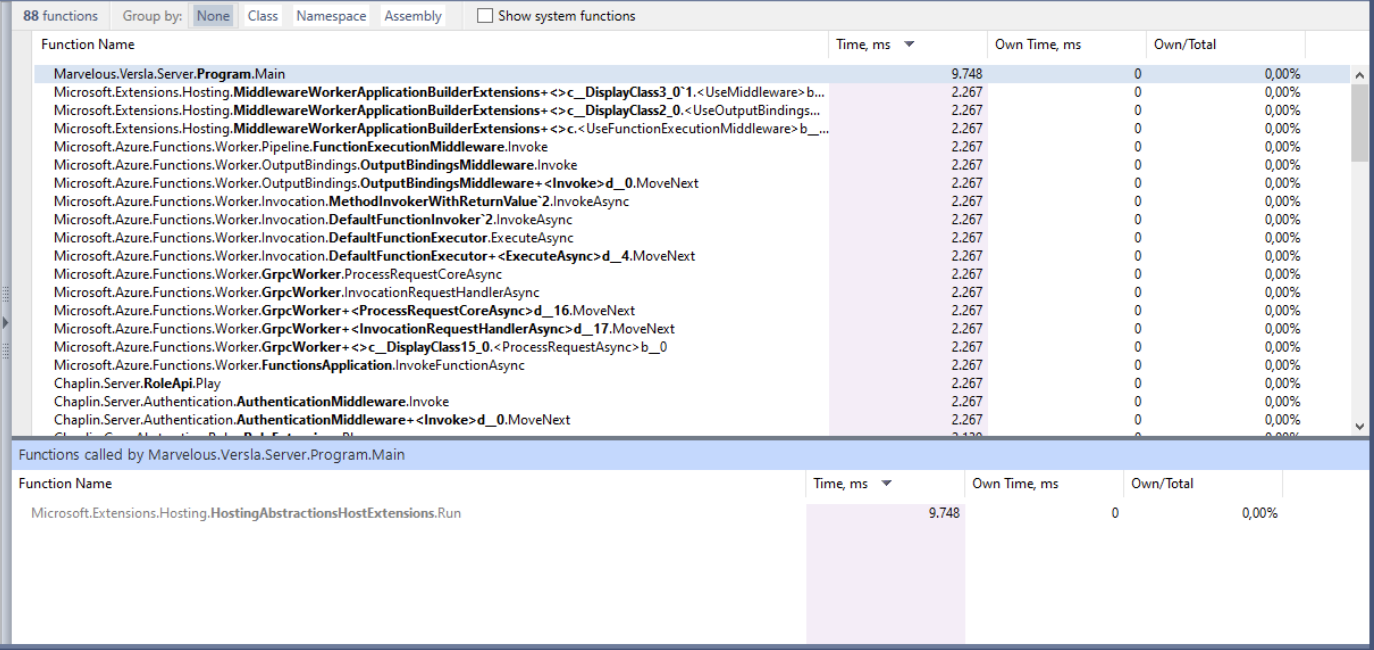 Plain List view of a dotTrace snapshot Plain List view of a dotTrace snapshot
